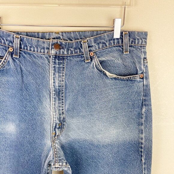 Levis Vintage Orange Tab Big E Straight Leg Size 40 Blue Patchwork 60s Denim - Picture 6 of 12
